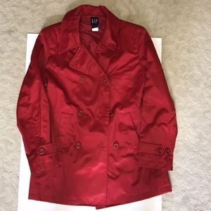 Gap red double-breasted pea coat
